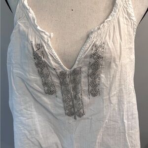 Hollister White Embellished Ruched Camisole